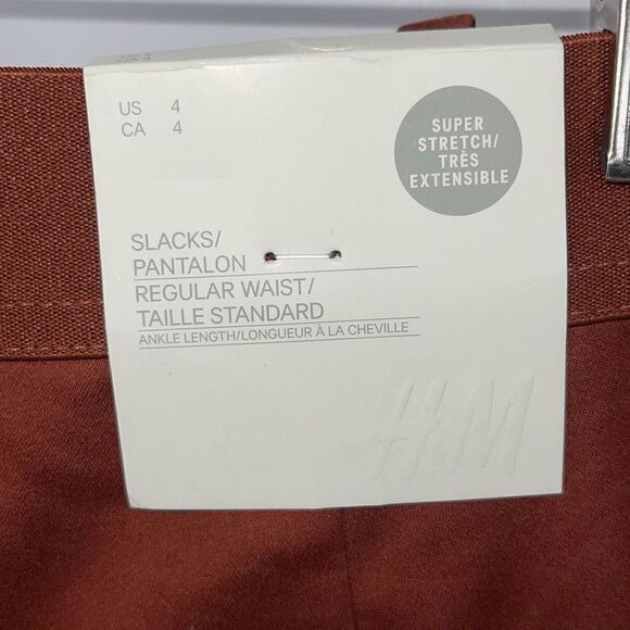 H&M Women's Super Stretch Straight Fit Regular Waist Pants Burnt Orange Size 4 N - Picture 4 of 8